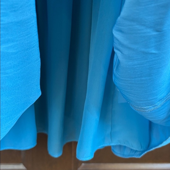 EUC Evereve Sleeveless Smocked Waist Ruffle Neck Dress Blue Size XS - Picture 8 of 10